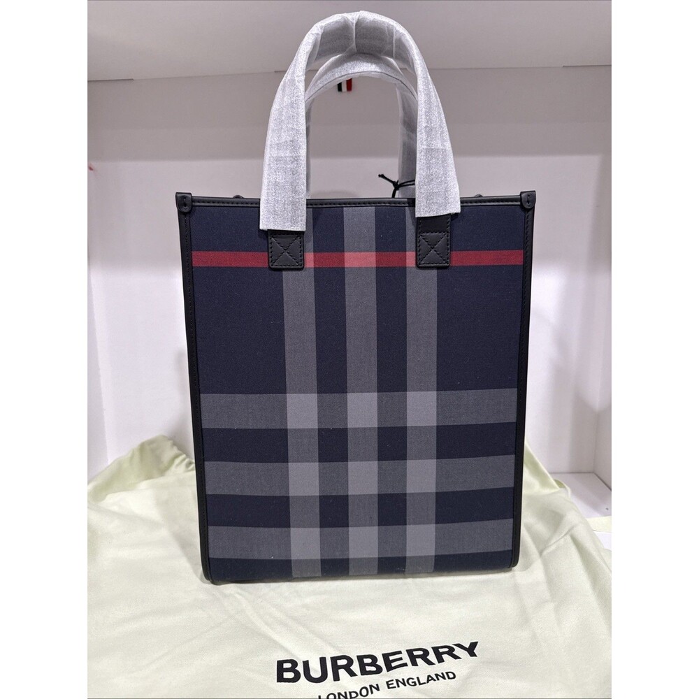 NWT Burberry Small Book Tote Blue Bag With Dust Bag